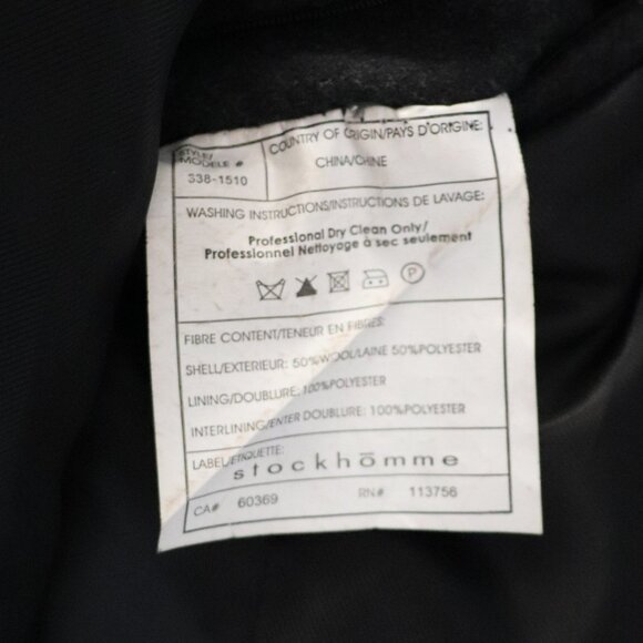 Black Label Mens Black Sz 40 Stockhomme Full Zip Buttoned Wool Blend Lined Coat - Picture 14 of 14
